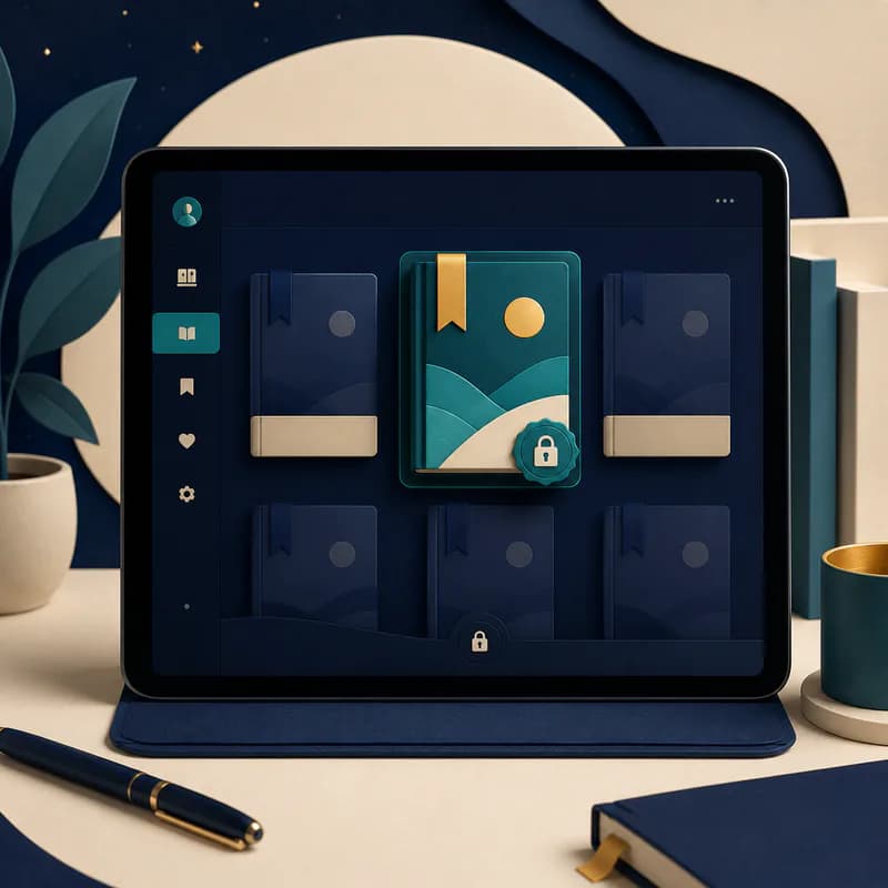 Private eBook library displayed on a tablet